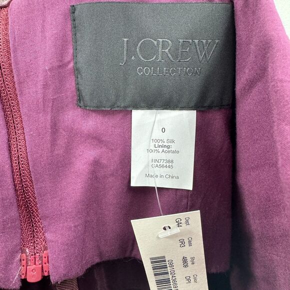 NWT J. CREW Purple Floral Strapless 100% Silk Bodycon Mini Dress Size 0 - Picture 6 of 6